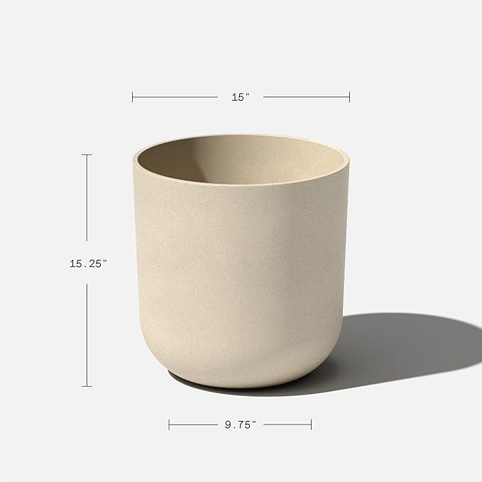 Veradek Round Lima Plastic Planter Pots for Indoor/Outdoor Garden Use, Sand Color, 5 Year Warranty