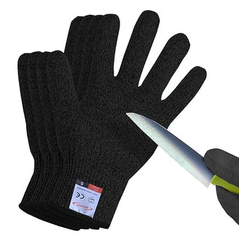 Cutting Gloves, 2 Pairs of Cut Resistant Gloves Food Grade, Cut Resistant Gloves for Kitchen, Oyster Shucking, Fish Fillet Processing, Carving Wood and Gardening(Large-Black)