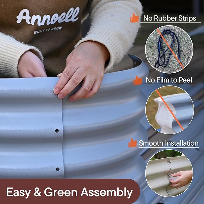 2-Pack Galvanized Raised Garden Bed 6x2x1.5 ft, 17" Tall Metal Planter Boxes Outdoor for Vegetable, Above Ground Raised Bed Kit for Gardening, Durable Zn-Al-Mg Coated Flower Bed - Sand Beige