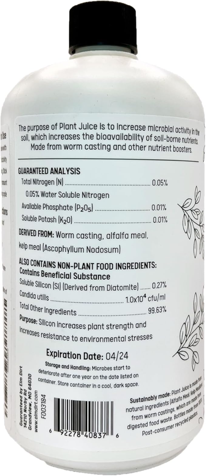 Elm Dirt Plant Juice Organic Fertilizer for All Purpose Plants - Plant Food Indoor House Plants | Liquid Plant Food Outdoor & Indoor Plant Fertilizer for Vegetables, Succulents & Hydroponics, 3Bottle