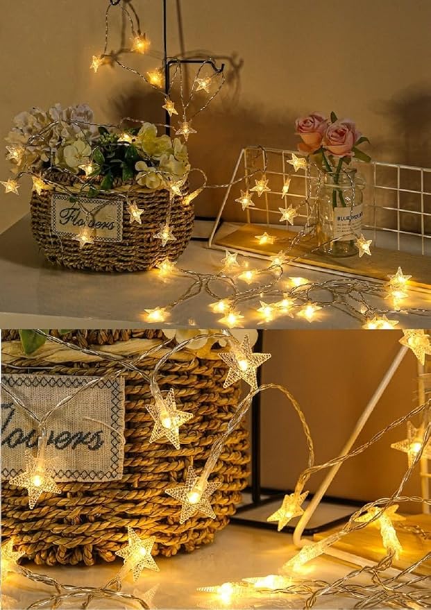 33ft 80 LED USB Star String Lights – Warm White Fairy Lights for Bedroom, Wedding, Party, Christmas, Indoor & Outdoor Decoration