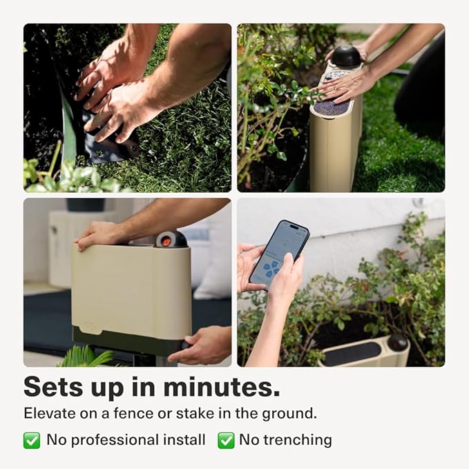 OtO Lawn Smart Sprinkler – App-Controlled Precision Watering, Solar-Powered, Weather Intelligence, Rain Skips, Quick Install, Covers 5,000 sq ft, Water-Saving Irrigation System