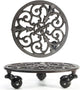 Sungmor Heavy Duty Cast Iron Plant Caddy, Set of 2 & 11 Inch Round Potted Plant Stand Flower Pot Rack on 3 Solid Wheels, Indoor Outdoor Planter Holder Trolley Casters Rolling Tray