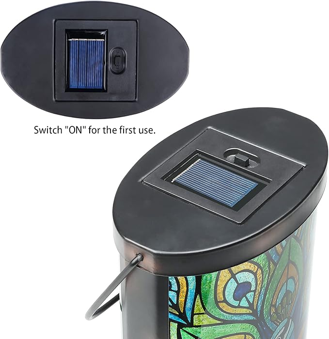 Hanging Solar Lantern Outdoor Waterproof LED Solar Lights Peacock Decorative Solar Lanterns Tabletop Lamp for Outdoor Patio Garden Yard Decor
