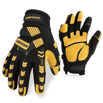 JUMPHIGH Impact Work Gloves, Mens Working Gloves with Secure Fit, Heavy Duty Mechanic Gloves with Impact Protection and Vibration Reduction, High Dexterity, Touchscreen Capable (XL)