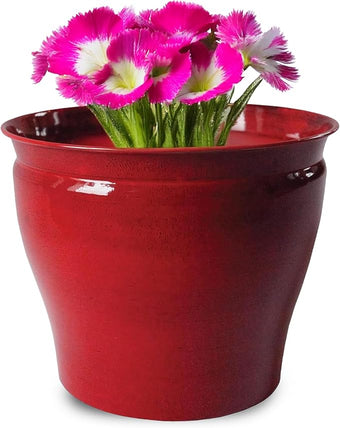Headwind Glazed Ironstone Avery Collection Decorative Plant Pot – 14" Autumn Blaze Red Glazed Decorative Pot – Lightweight & Durable Flower Pots for Indoor Plants - Outdoor Planter by Robert Allen