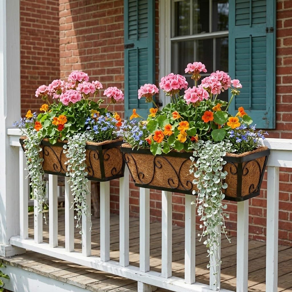 24 Inch Window Box Planter with Adjustable Brackets for Hanging Plants