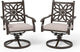 PHI VILLA Cast Aluminum Outdoor Patio Swivel Dining Chairs, Extra Wide Armrest Chairs with Seat Cushion, Casting Aluminum Back for All Weather, Set of 2
