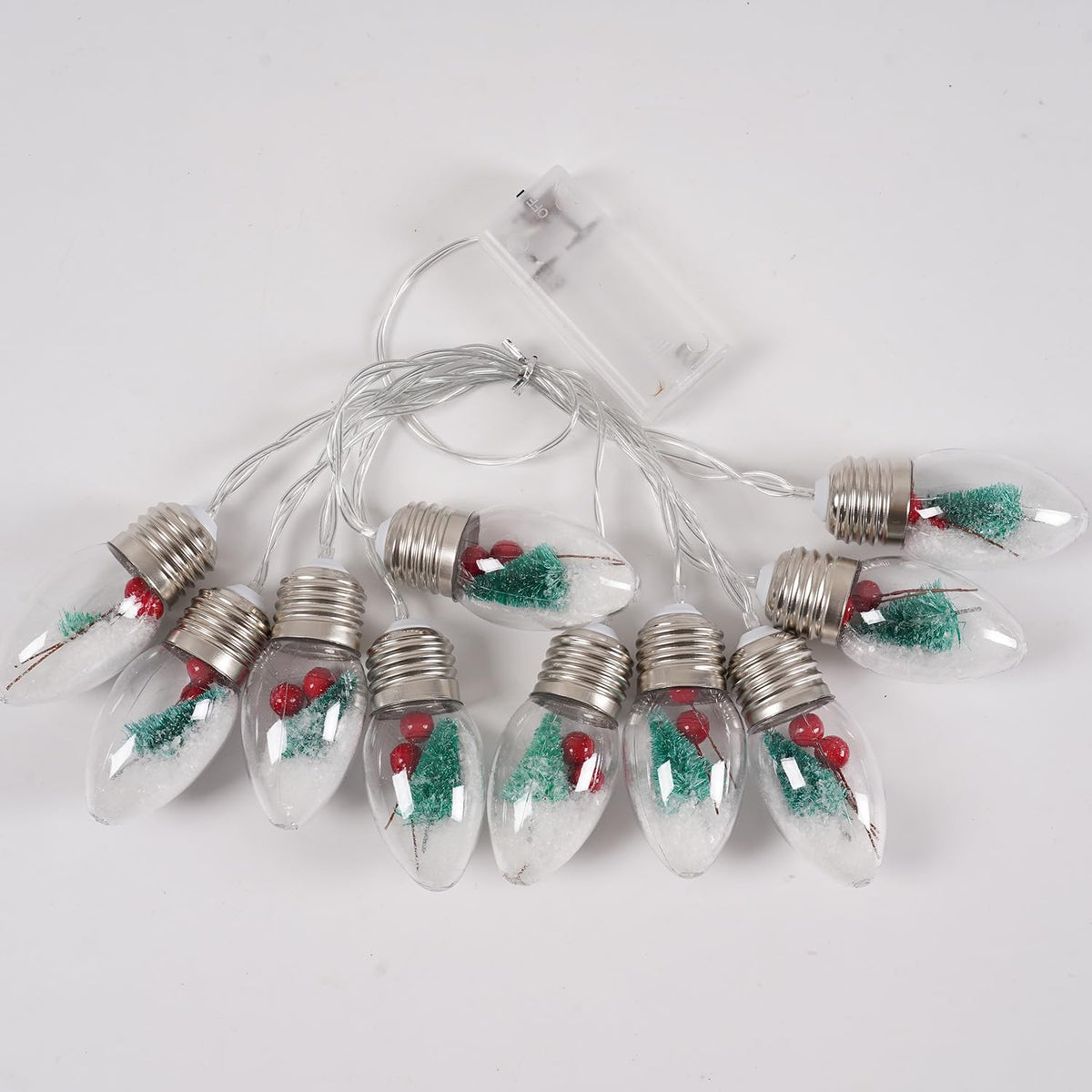 HFXXAD Christmas Snow Globe String Lights Indoor Decorations, 10 LED Clear Bulbs String Lights with Christmas Tree & Berry for Home Bedroom Fireplace Xmas Lights(6.6FT)