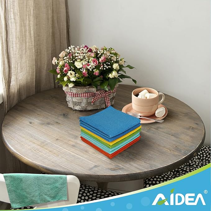 AIDEA Microfiber Cleaning Cloth, 20PK, Soft Absorbent Rags, Microfiber Towels for Cars, Kitchen Towels, Dusting Cloth for Home, Window, Cleaning Supplies, 12"×12"
