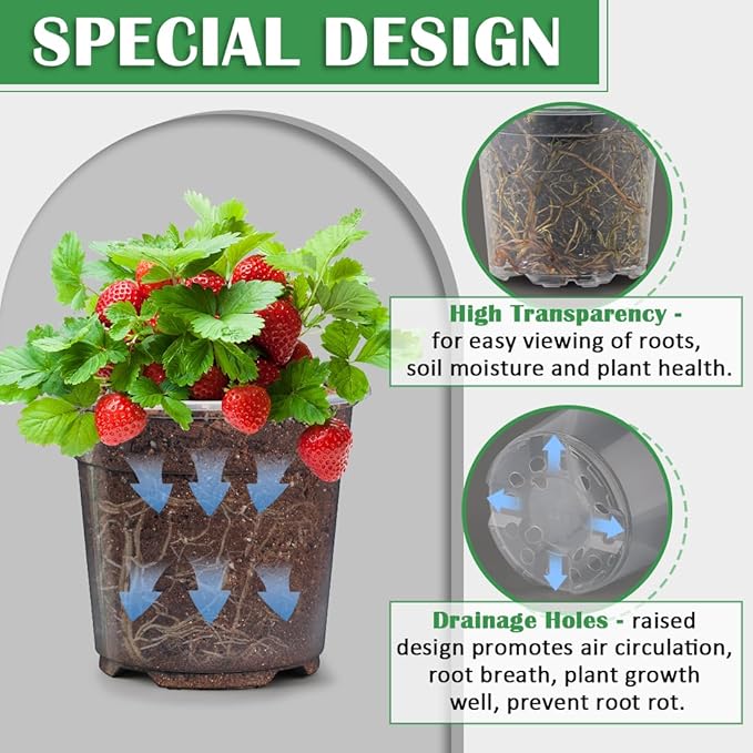 30 Pack 7/6/5/4/3 Inch Clear Nursery Pots for Plants, Flexible Plastic Plant Pots with Drainage Holes, Transparent Seed Starter Pots Variety Pack for Succulents, Seedlings, Flowers, Vegetable