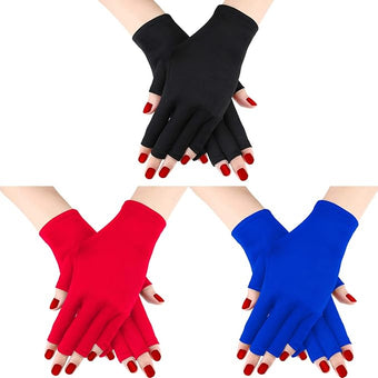 Syhood 3 Pair UV Gloves for Nail Lamp Upf50+ UV Fingerless Protection Glove for Gel Manicures Art Protect Hand from Nail Lamp