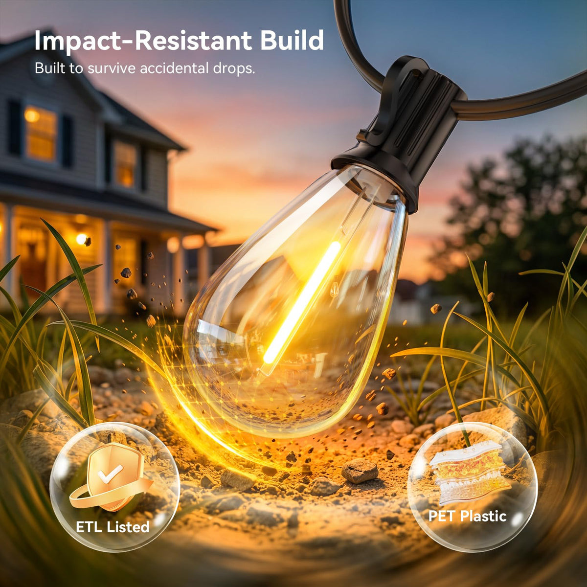 Amzrap 200FT Outdoor String Lights with Remote, Waterproof Patio Lights with 72+2 Shatterproof LED Bulbs,Dimmable Hanging Decor for Backyard Garden Porch Bistro, Timer & 3 Modes,2700K Warm White