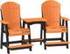 LuxCraft Poly Tete-a-Tete Patio Table and Counter Height Balcony Chairs with Umbrella Hole, Weatherproof Outdoor Patio Furniture Set for Outside - Amish Made in USA (Tangerine & Black)