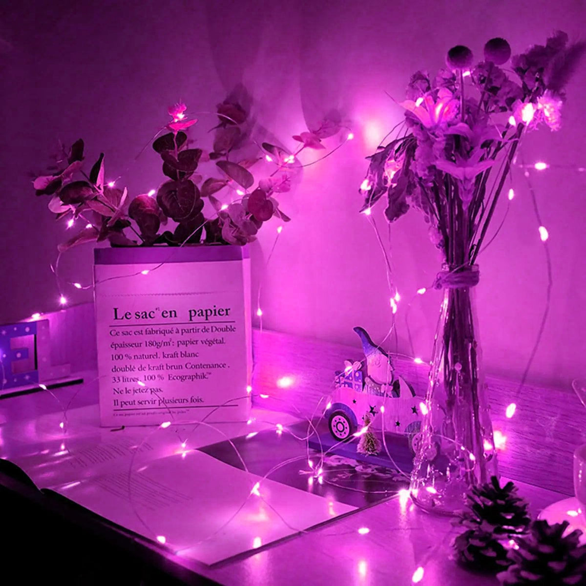 chzk 6 Pack Fairy Lights Battery Operated with Remote Timer 8 Lighting Modes,7ft 20 LED Waterproof Mini String Lights for Halloween Christmas Table Centerpieces Bedroom Decorations,Pink