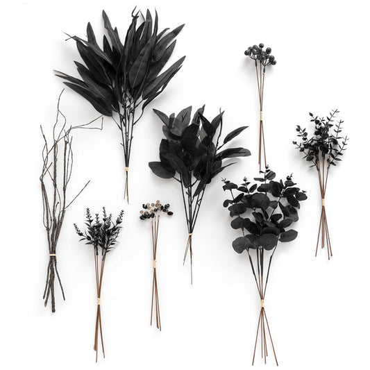 Ling's moment Artificial Faux Greenery Stems 36pcs Black Fake Greenery