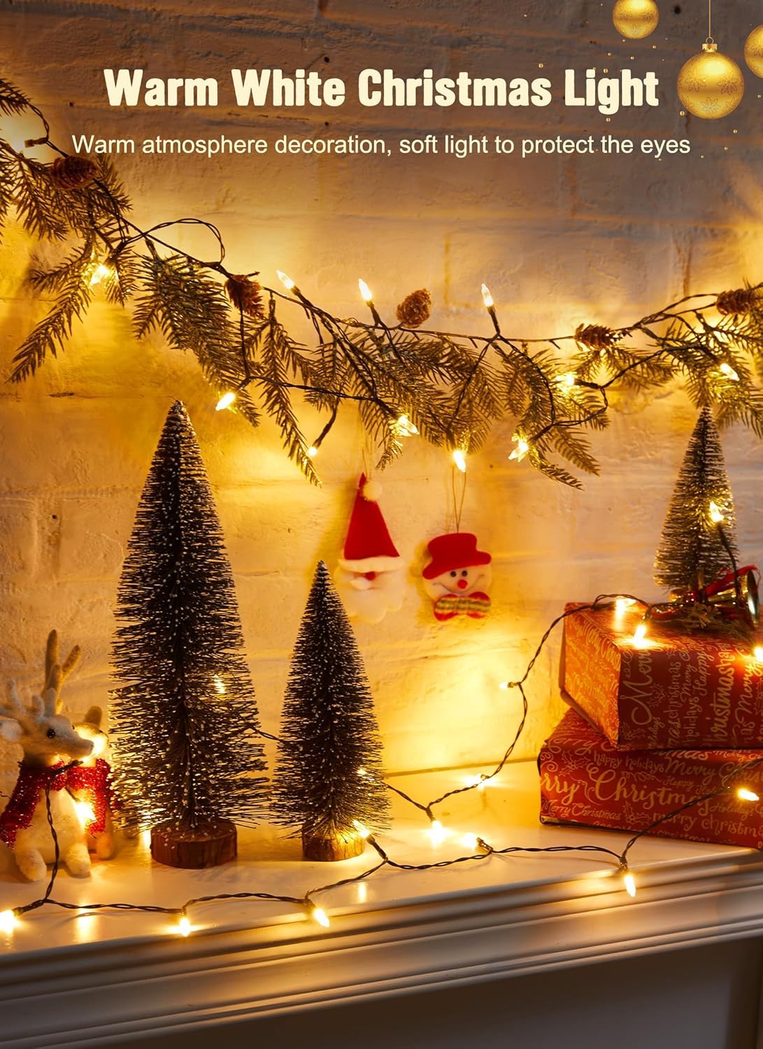 Brightown 8ft 20LED Battery Operated Christmas String Lights with Timer
