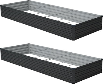 12x4x1 ft(2 Pack) Galvanized Raised Garden Bed,Outdoor Planter Box Metal Patio Kit Planting Bed for Vegetables Flowers and Succulents,Black