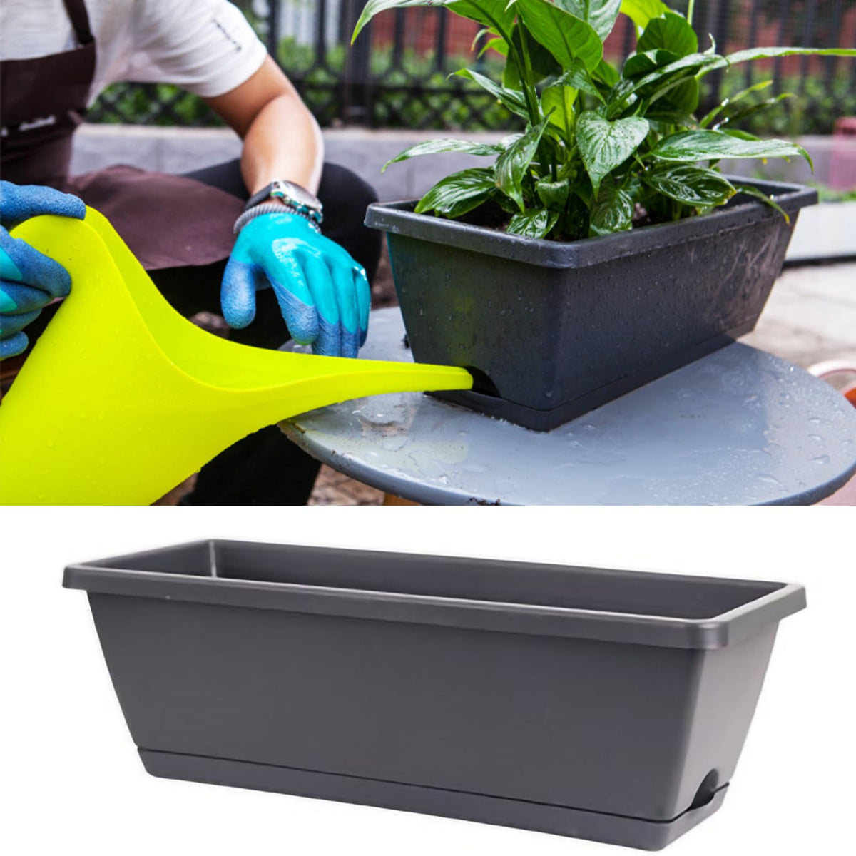 HAOHIZE Raised Garden Bed, Rectangular Plastic Planter Raised Beds Large Flower Vegetable Planters Boxes Thicken Planting Pots Plant Containers for Balcony Home Outdoor Window (8 L)