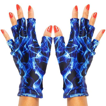 ManiGlovz - Original UPF 50+ UV Protective Nail Gloves | Gel Manicure Gloves & Anti-UV Fingerless for Women | Sun Protection for Driving | Making Waves Print