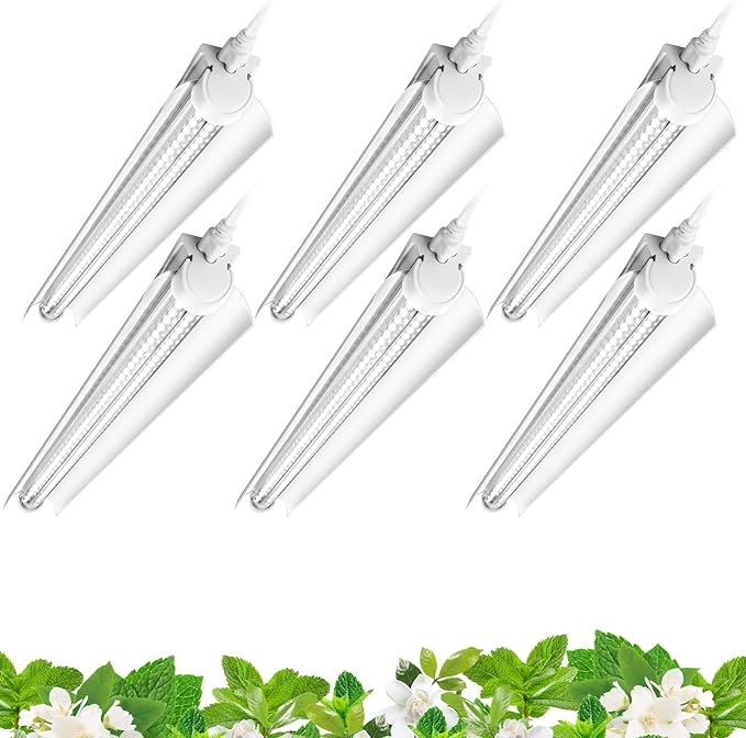 Barrina Grow Lights, 2FT 5000K White Full Spectrum Plant Growing Lamps, 144W(6 x 24W, 800W Equivalent), T8 LED Grow Light Bulbs, Plant Lights for Indoor Plants, Greenhouse, Linkable Design, 6-Pack