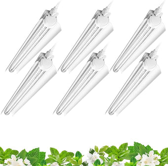 Barrina Grow Lights, 2FT 5000K White Full Spectrum Plant Growing Lamps, 144W(6 x 24W, 800W Equivalent), T8 LED Grow Light Bulbs, Plant Lights for Indoor Plants, Greenhouse, Linkable Design, 6-Pack