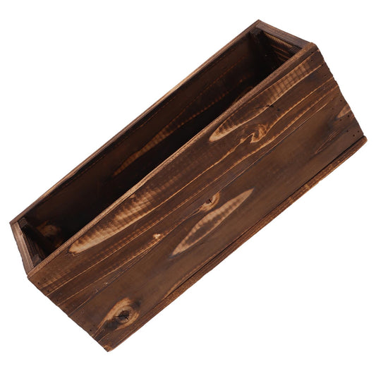 ARTIBETTER Outdoor Wooden Planter Box for Succulents and Vegetables, Rectangular Carbonized Wood Flower Window Box, 40x14x15cm, Waterproof and Anti-Corrosion Balcony Garden Planter