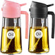 YARRAMATE 2Pcs 16oz/470ml Glass Olive Oil Sprayer for Cooking with Stickers, 2 in 1 Oil Dispenser for Kitchen Gadgets, Food Grade Premium Spray Bottle with Portion Control for Salad, BBQ (Pink&Black)