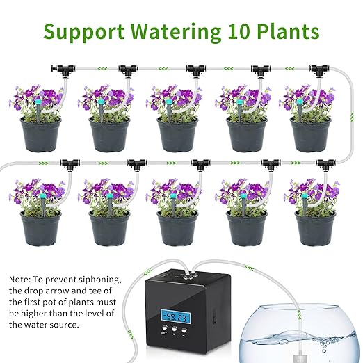 Automatic Watering System for Potted Plants - 10-Pot Indoor Plant Waterer with Timer, Leak-Proof Design & USB-C/Battery Power