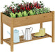 Raised Garden Bed, Planter Box with Storage Shelf, Elevated Wooden Planter Box with Legs, Garden Planter for Backyard, Patio, Balcony, Natural Wood (Brown, M)
