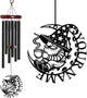 Personalized Customize Name Gnome Wind Chime, Metal Iron 37 Inch Outdoor Memorial Gift for Garden Yard Patio Home Decor, Black，Christmas (Style H)
