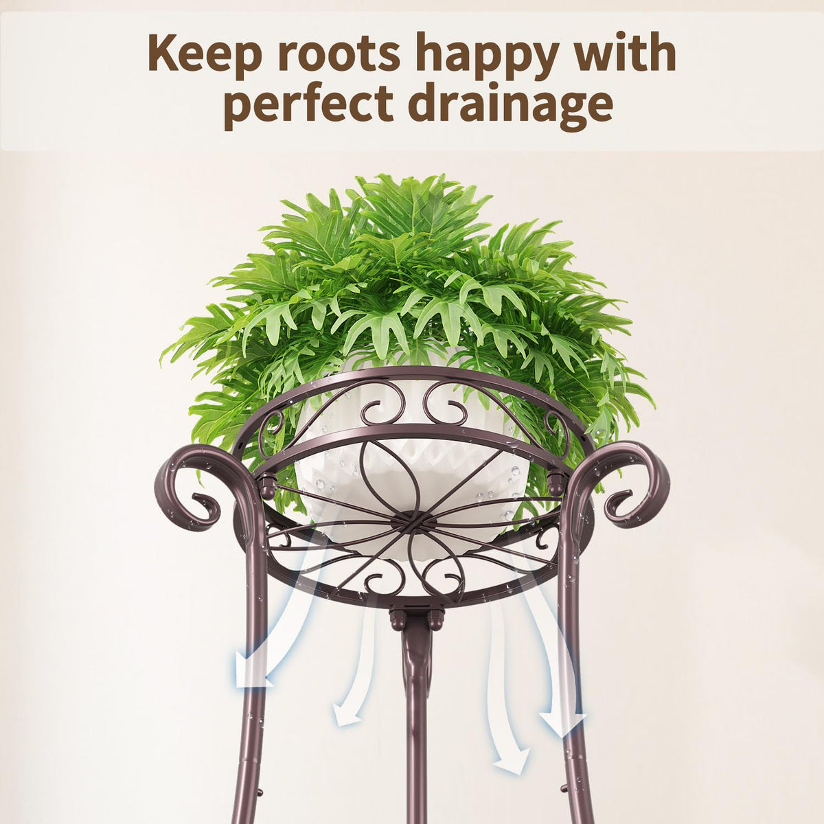 LASZOLA Metal Corner Plant Flower Stand Tall Indoor Outdoor, 2 Tiers Bronze