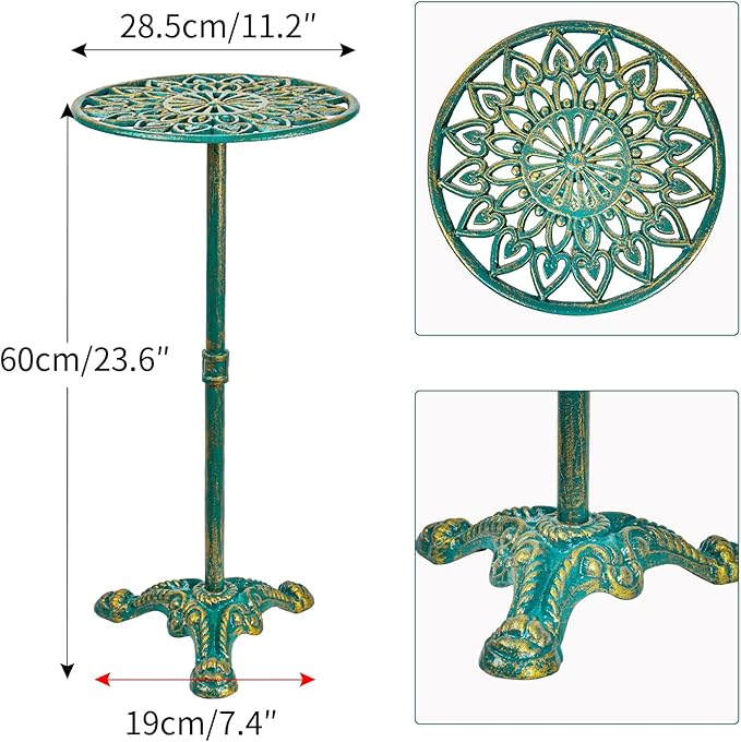 Sungmor Heavy Duty Cast Iron Potted Plant Stand, 24.2" Tall Metal Plant Stand, Vintage & Rustic Style Flower Stand Indoor Outdoor Garden Table, Decorative Flower Pot Holder for Balcony Patio