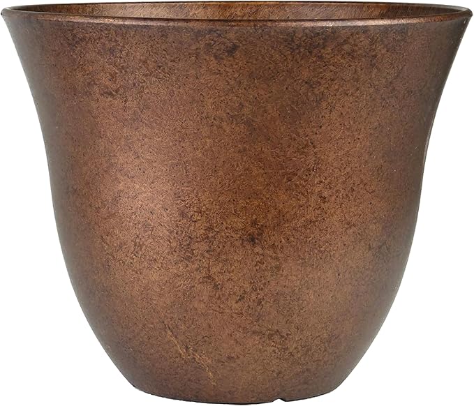 Classic Home and Garden Honeysuckle Resin Planters - Lightweight Indoor & Outdoor Plant Pots - UV-Resistant Plastic Flower Pots - Pot Planters for Flowers & Herbs (15" Distressed Copper)
