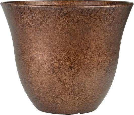 Classic Home and Garden Honeysuckle Resin Planters - Lightweight Indoor & Outdoor Plant Pots - UV-Resistant Plastic Flower Pots - Pot Planters for Flowers & Herbs (15" Distressed Copper)