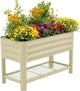 Elevated Raised Garden Bed for Kids, 16"(W) x 36" (L) x 22"(H) Outdoor Planters Box with Legs & Storage Rack, Solid & Safe Raised Beds for Gardening Herbs Vegetables Flowers, Pearl White