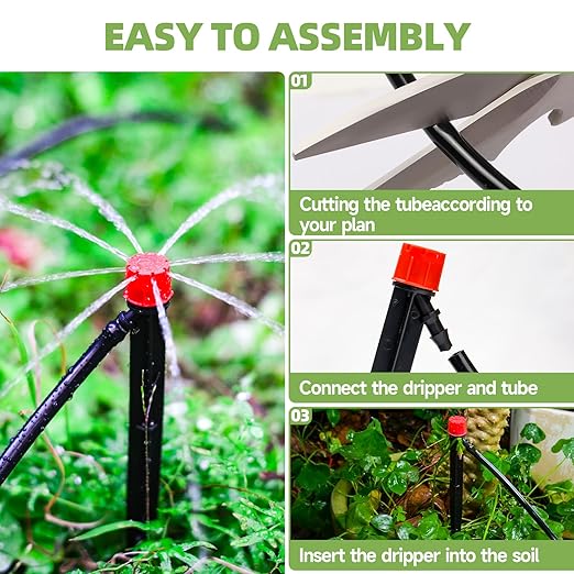 60 Pack Drip Irrigation Emitters Sprays for 1/4 Drip Irrigation Tubing, Irrigation System for Garden (30 Pcs Emitters Vortex + 30 Pcs Emitters Stream)