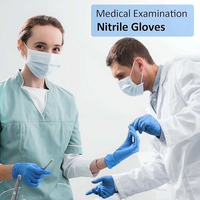 Schneider Nitrile Exam Gloves, Blue, 4 mil, Powder-Free, Latex-Free, for Medical Exam, Cleaning and Food Prep, Non-Sterile