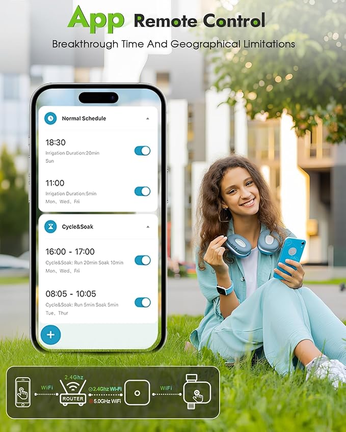 Insoma WiFi Hose Timer - Brass Inlet & Outlet, Voice/App Control Sprinkler Timers with Rain Delay/Manual/Auto Mode, Smart Water Timer for Garden/Lawn/Yard Work with Alexa & Google Home, Energy Saving