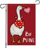 Valentines Day Garden Flags 12x18 Inch Double Sided, BE MINE Funny Goose with Love Heart Small Seasonal Decoration for Holiday Anniversary Wedding Yard Outside Outdoor