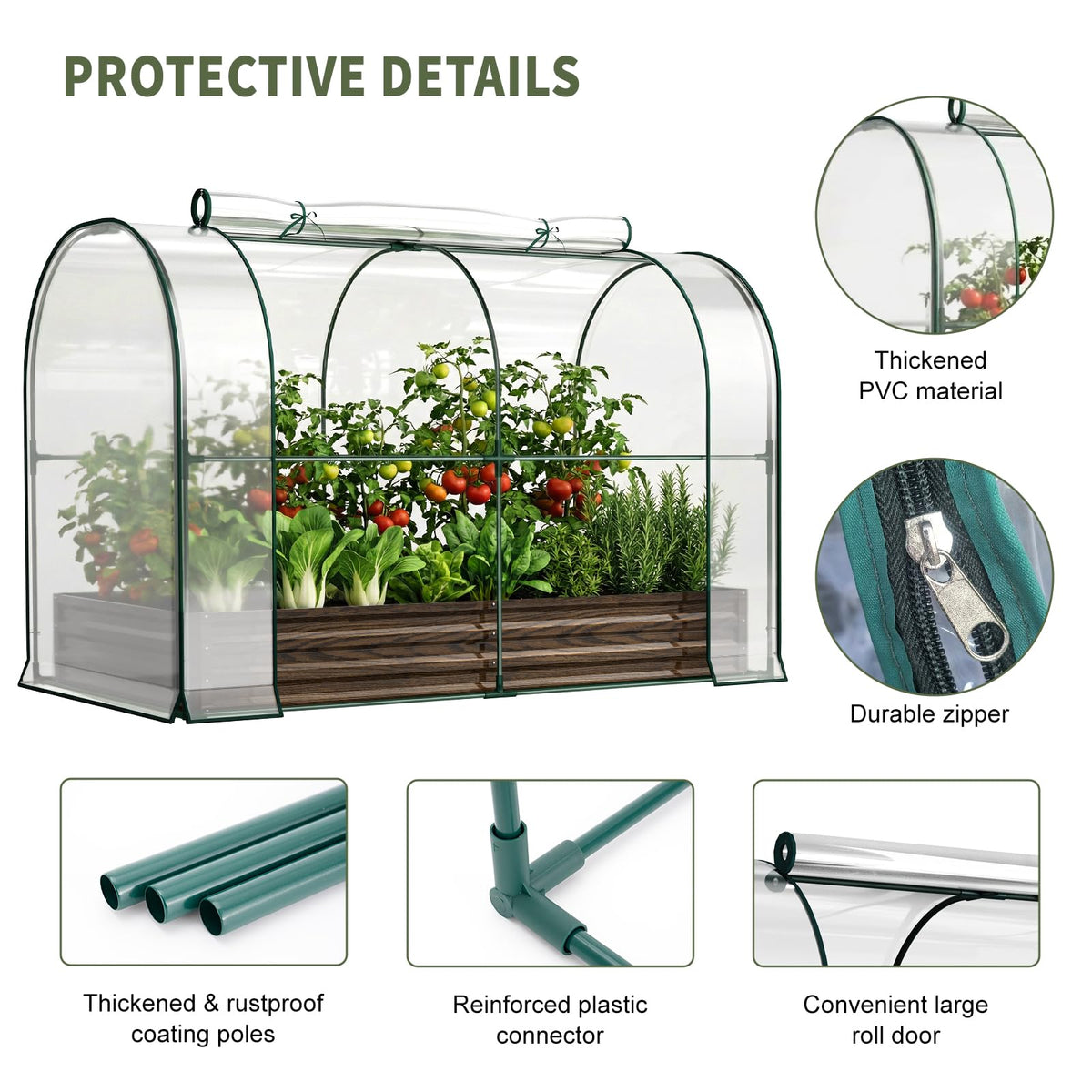 SUNYRISY Galvanized Raised Garden Bed with Greenhouse