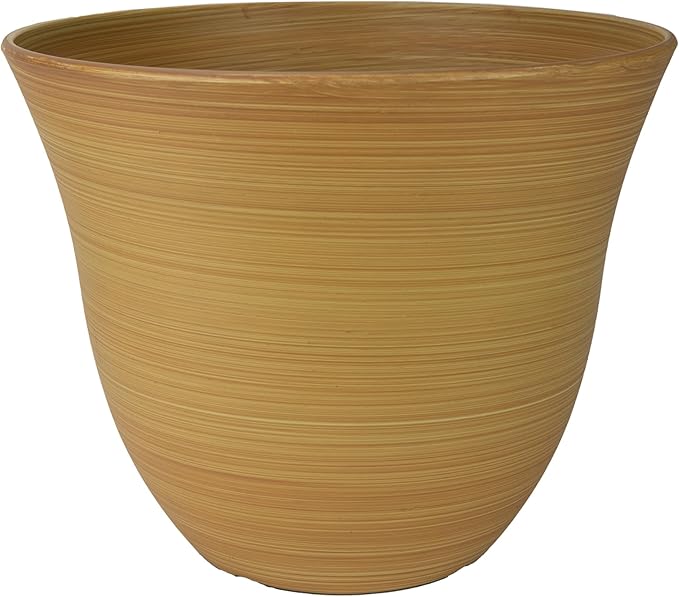 Classic Home and Garden Honeysuckle Resin Planters - Lightweight Indoor & Outdoor Plant Pots - UV-Resistant Plastic Flower Pots - Pot Planters for Flowers & Herbs (13” Bamboo)