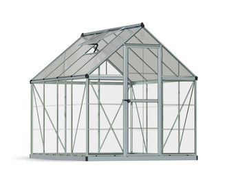 Palram - Canopia Hybrid 6' x 8' Polycarbonate Aluminum Greenhouse, Silver