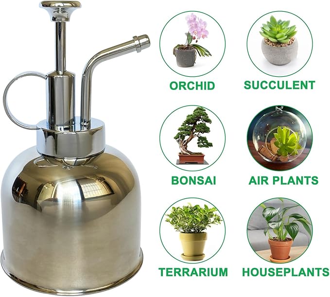 Stainless Steel Plant Sprayer, Small Watering Can for Indoor Potted Plants