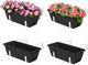 OYEAL 4 Pack Railing Planter Box Outdoor, 17 Inch Plastic Flower Pots with Adjustable Brackets, Hanging Window Boxes Planter Flower Herb Plant Pot for Garden Fence Patio, Balcony Decor, Black & White