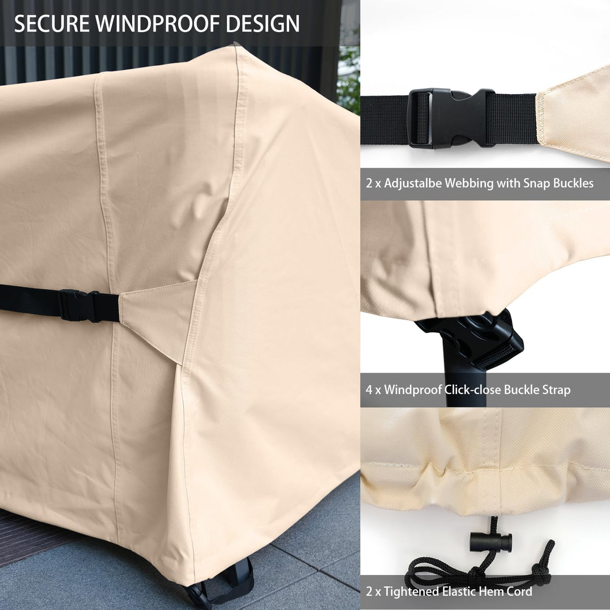 CKCLUU Patio Furniture Set Covers Waterproof Heavy Duty 600D Outdoor Sectional Sofa Couch Set Cover Patio Conversation Sets Cover Outdoor Dining Set Table and chairs Covers 126" L x 63.5" W Beige