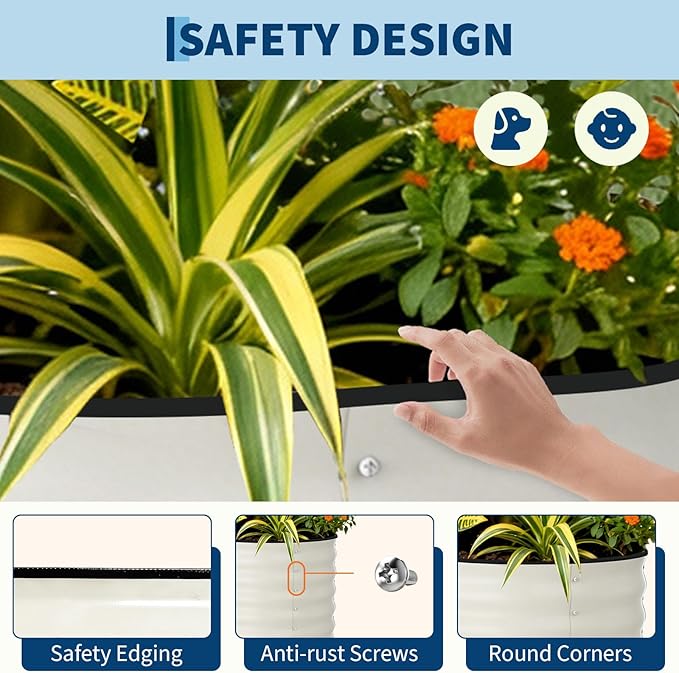 2 Pack Galvanized Raised Garden Beds - 8x4x1.5ft Planter Box for Vegetables, Flowers, Rust-Resistant Garden Box, Easy Assembly Raised Beds, Durable Planters for Outdoor Plants, Beige