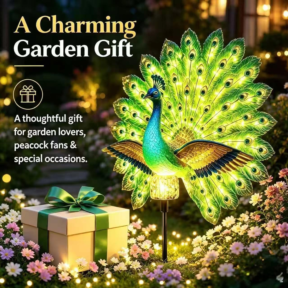 OZSZN Solar Peacock Garden Sculpture Moving Tail (2)