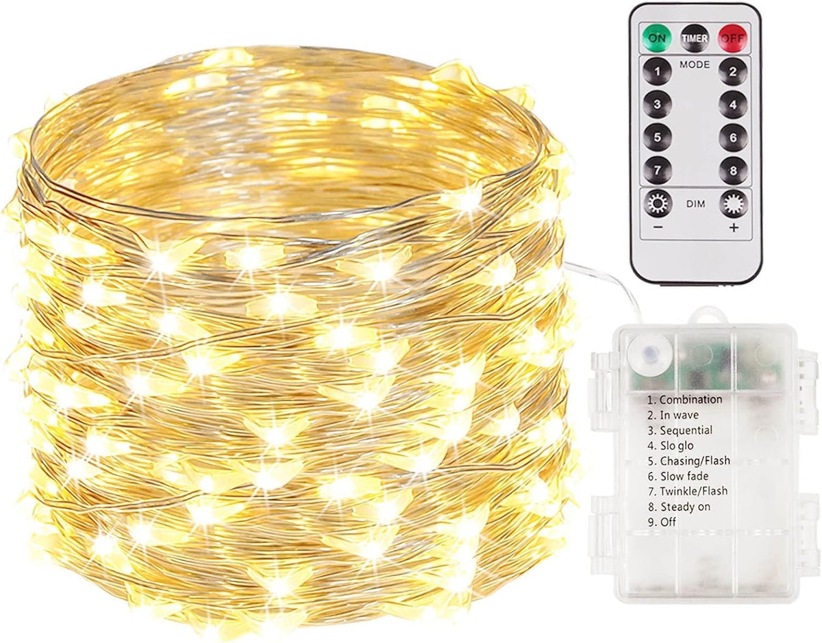 Fairy Lights Battery Operated 33FT 100 LED Twinkle String Lights Warm White