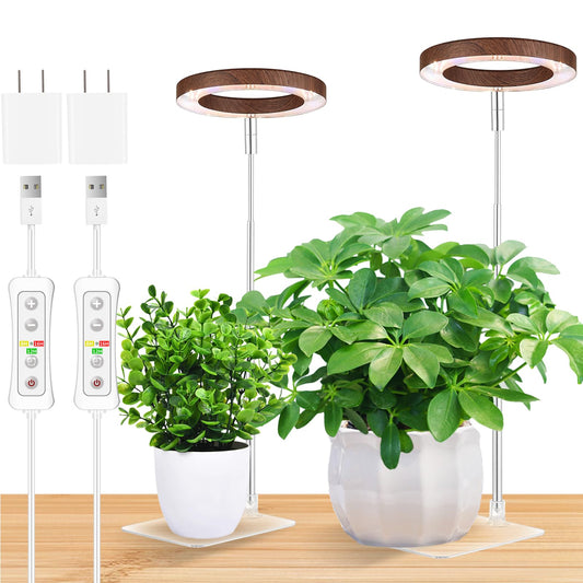 yadoker Plant Grow Light, LED Growing Light with Base Full Spectrum for Indoor Plants,Height Adjustable, Automatic Timer, 5V Low Safe Voltage,Idea for Small Plants